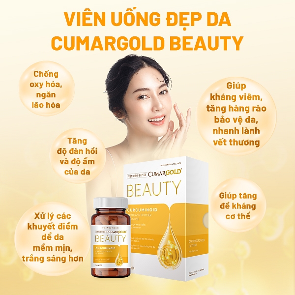 Viên uống CumarGold Beauty giúp bảo vệ da, ngăn ngừa lão hóa