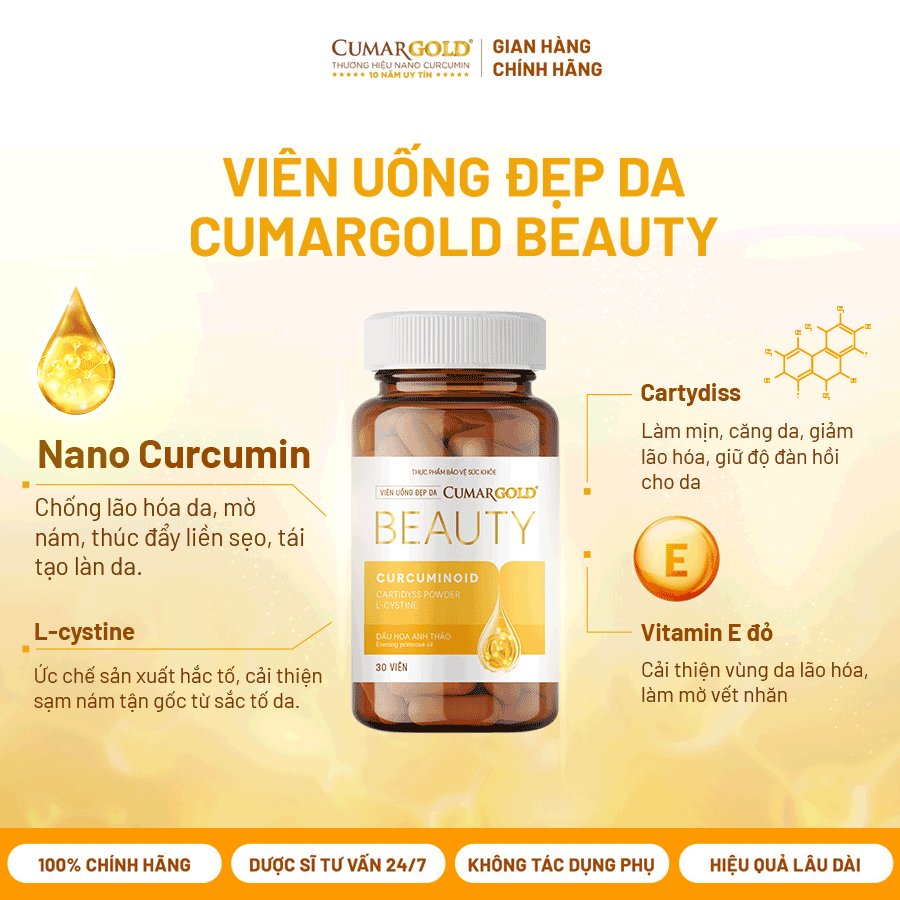 Viên uống Cumargold Beauty ngăn ngừa lão hóa, làm đẹp da